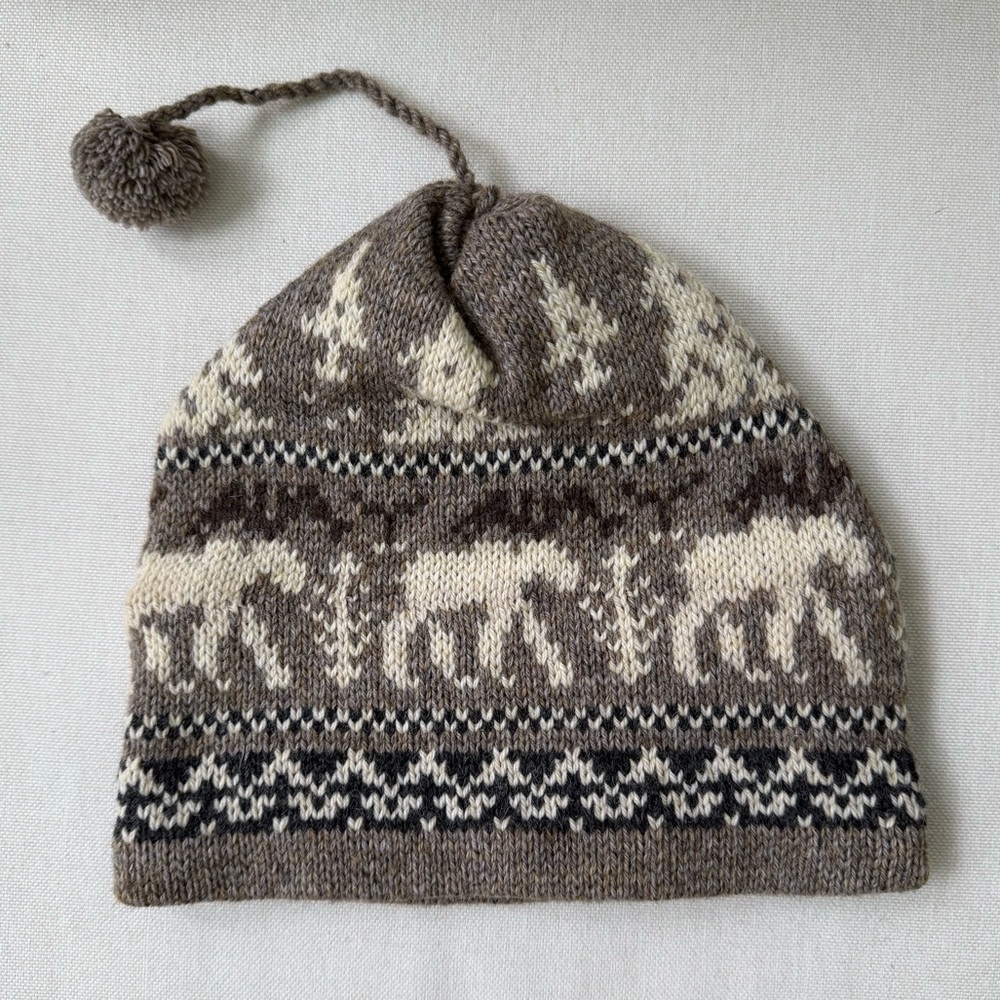 The Renewable Resource | Vintage Moose Knit Winter Hat Wool Blend Made in USA